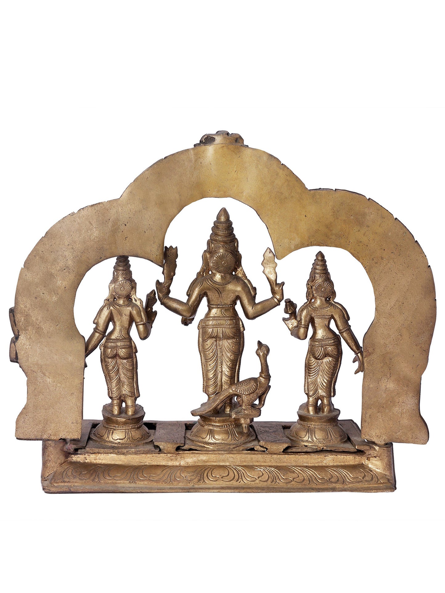 13" Karttikeya With Devasena And Valli (Murugan) Bronze Set | Handmade Idol | Bronze Statue  For Temple