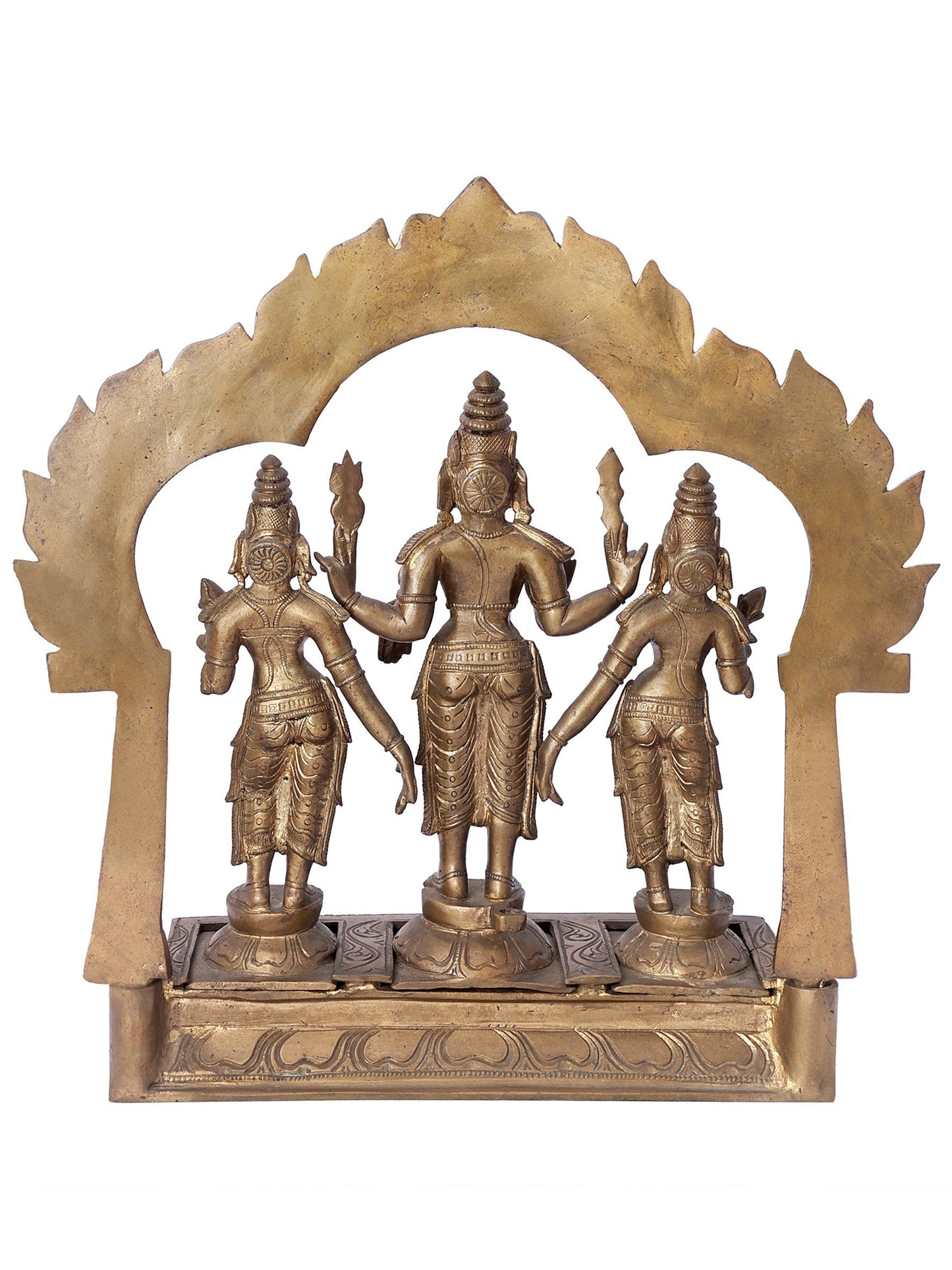 12" Karttikeya With Devasena And Valli (Murugan) Bronze Set | Handmade Idol | Bronze Statue For Temple