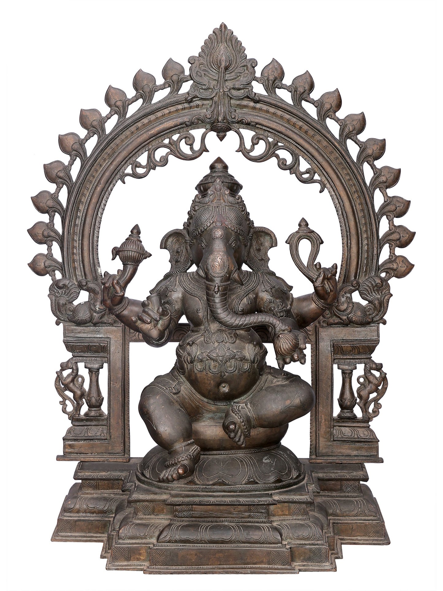 29" Bhagawan Ganesha With Big Arch | Handmade Lord Ganesha Idol | Bronze Statue For Temple