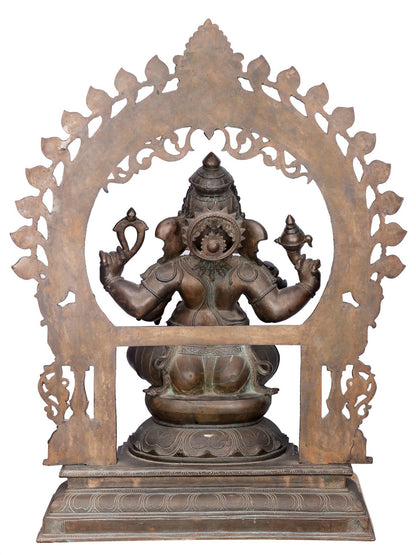 29" Bhagawan Ganesha With Big Arch | Handmade Lord Ganesha Idol | Bronze Statue For Temple