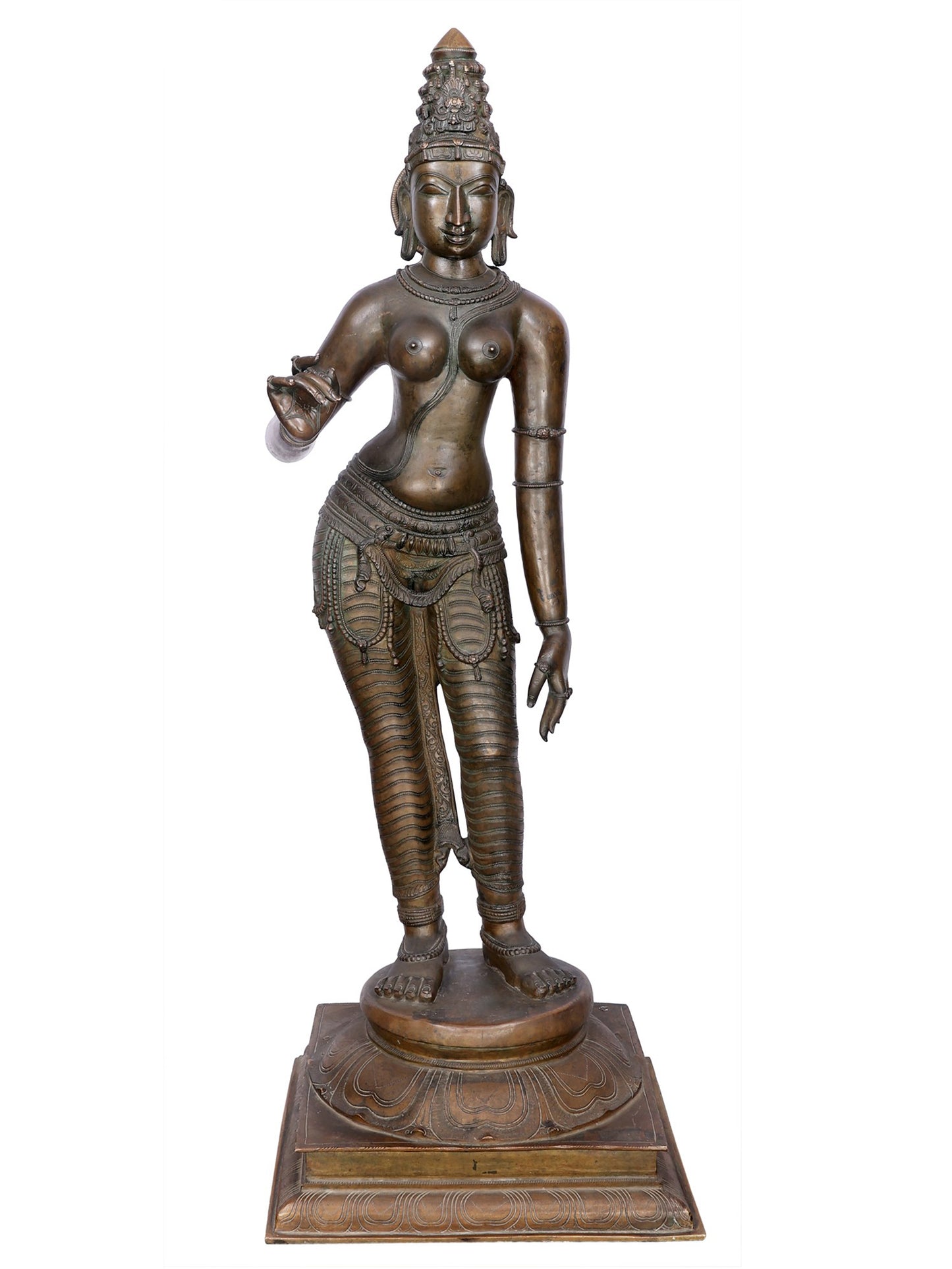 42" Large Sivagami (Goddess Uma) Statue | Handmade Idol | Bronze Statue