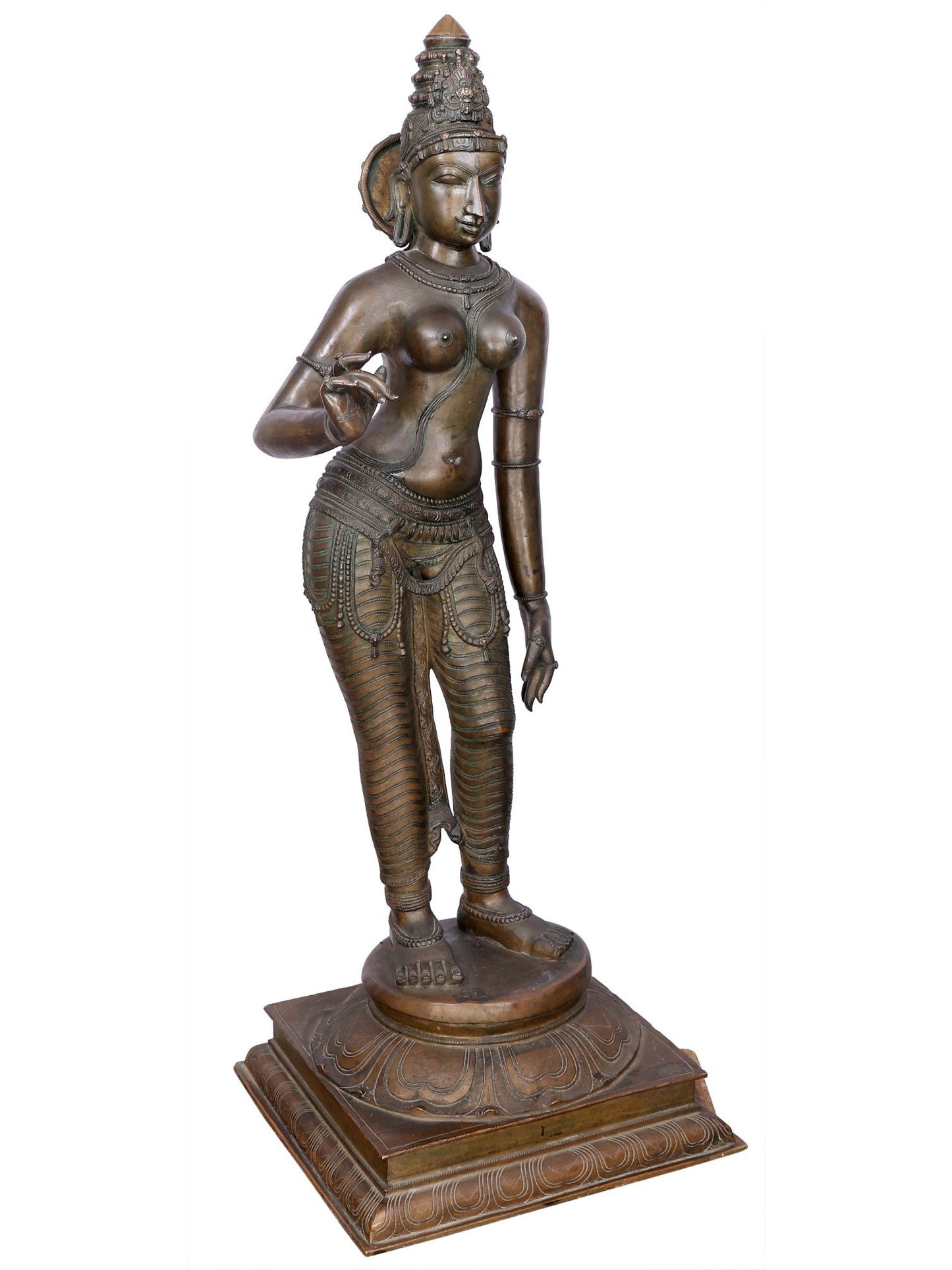 42" Large Sivagami (Goddess Uma) Statue | Handmade Idol | Bronze Statue