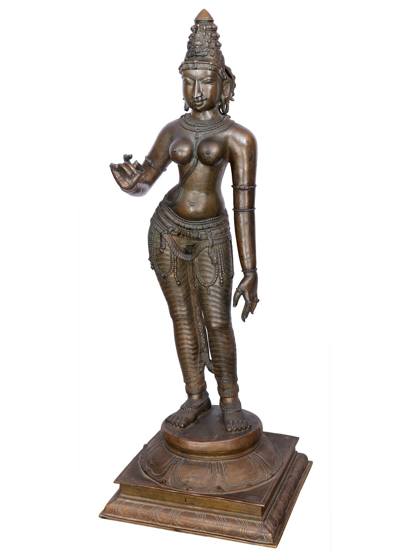 42" Large Sivagami (Goddess Uma) Statue | Handmade Idol | Bronze Statue