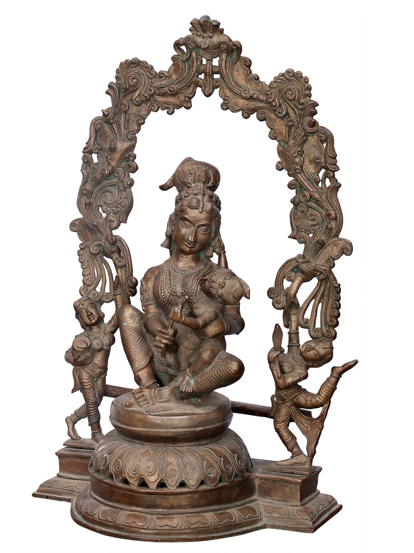 21" Mother Yashoda With Krishna | Handmade Idol | Decorative Statue | Bronze Statue For Temple