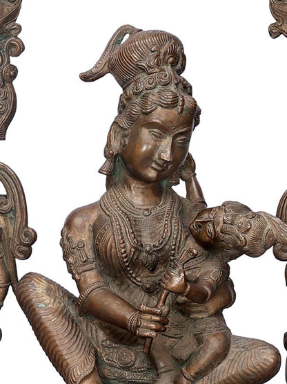 21" Mother Yashoda With Krishna | Handmade Idol | Decorative Statue | Bronze Statue For Temple