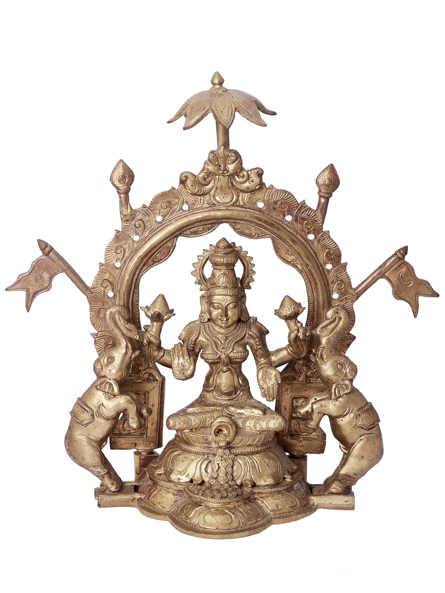 12" Gaja Lakshmi Bronze Statue | Handmade Decorative Idol | Panchaloha Bronze Statue From Swamimalai