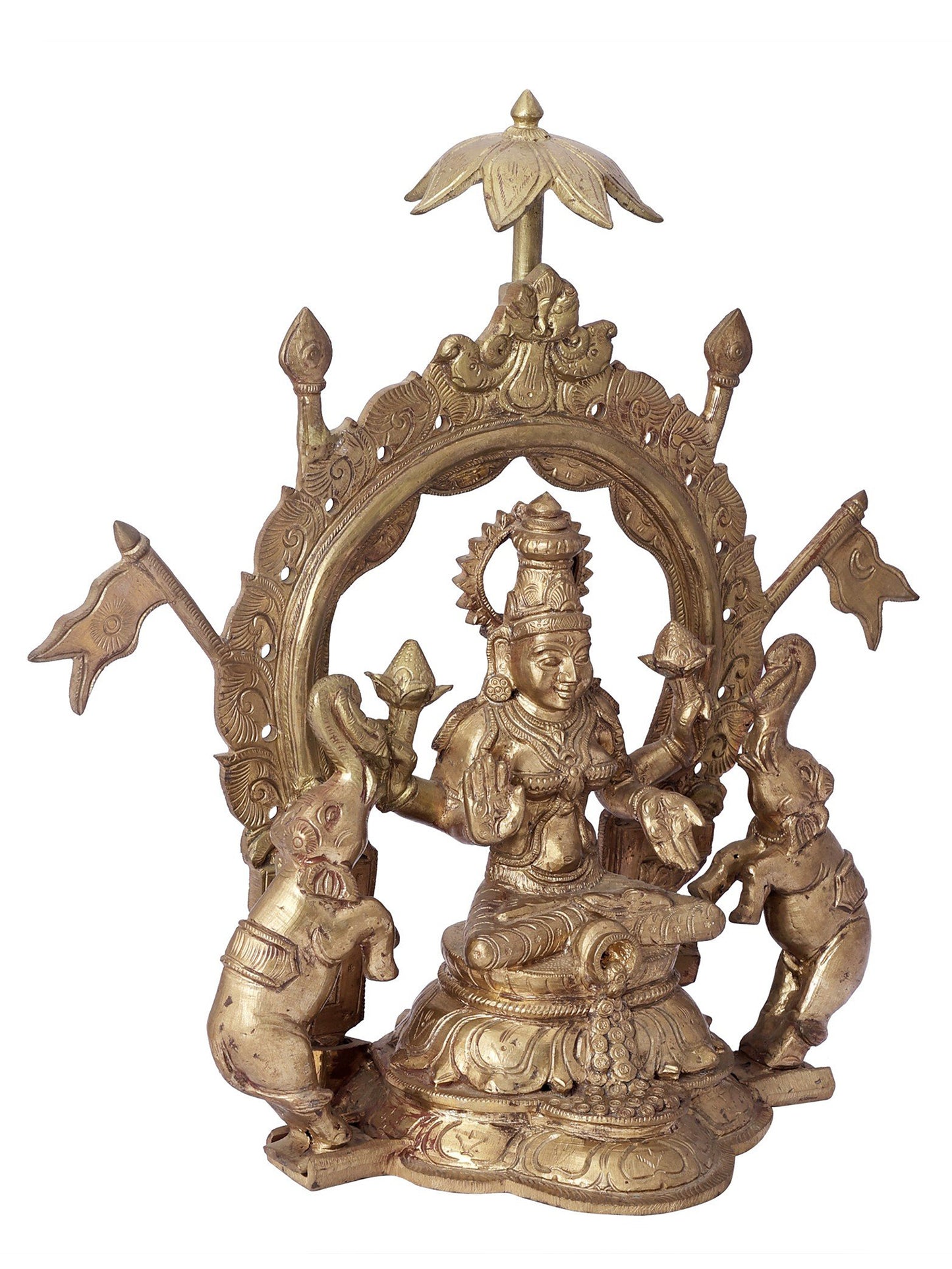 12" Gaja Lakshmi Bronze Statue | Handmade Decorative Idol | Panchaloha Bronze Statue From Swamimalai