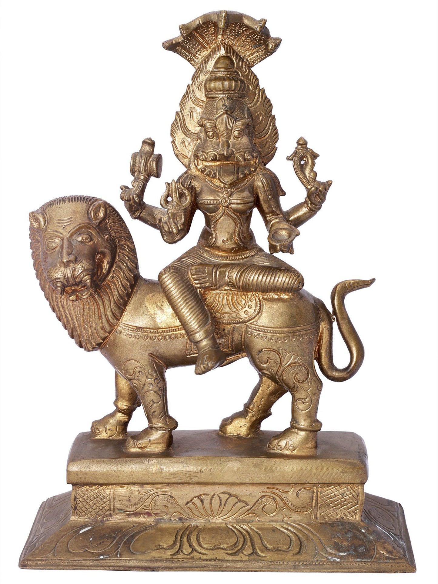 11" Devi Pratyangira (Atharvana Bhadrakali) In Bronze | Handmade Goddess Idol | Bronze Statue For Temple