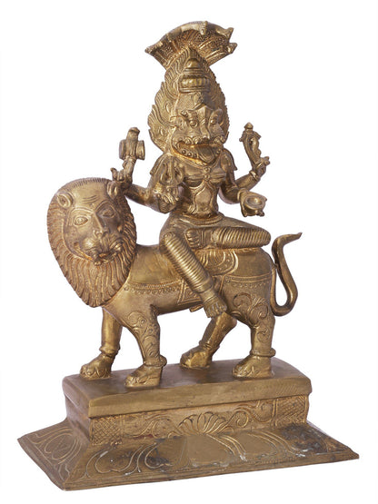 11" Devi Pratyangira (Atharvana Bhadrakali) In Bronze | Handmade Goddess Idol | Bronze Statue For Temple