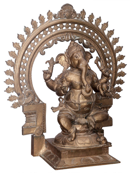 19" Bhagawan Ganesha With Designer Big Arch | Handmade  Lord Ganesha Idol | Ganesha Statue For Temple