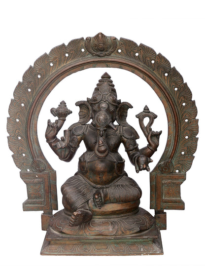 18" Sitting Bhagawan Ganesha Bronze Statue | Handmade Idol | Lord Ganesha Statue