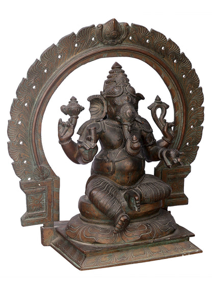 18" Sitting Bhagawan Ganesha Bronze Statue | Handmade Idol | Lord Ganesha Statue