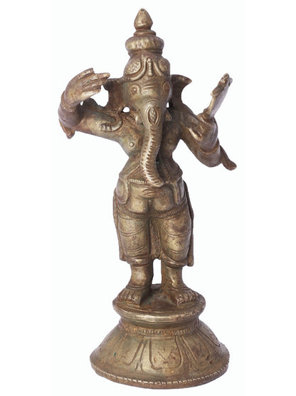 5" Standing Bhagawan Ganesha Bronze Statue | Handmade Idol | Lord Ganesha Figurine