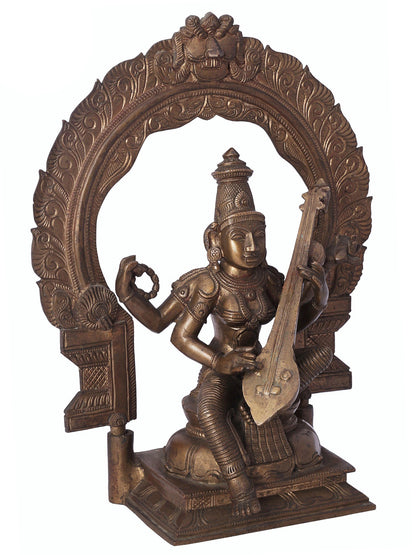 10" Devi Saraswati Panchaloha Bronze Statue From Swamimalai |  Handmade Goddess Idol | Bronze Statue For Temple