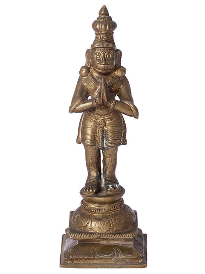 6" Shri Hanuman Bronze Statue In Namaskar Mudra | Handmade Idol | Bronze Decorative Statue