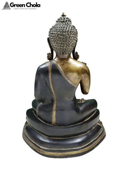 24-inch Handmade Gautam Buddha Brass Statue Preaching His Dharma