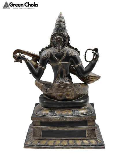 26-Inch Goddess Saraswati Brass Sculpture | Handcrafted Indian Idol