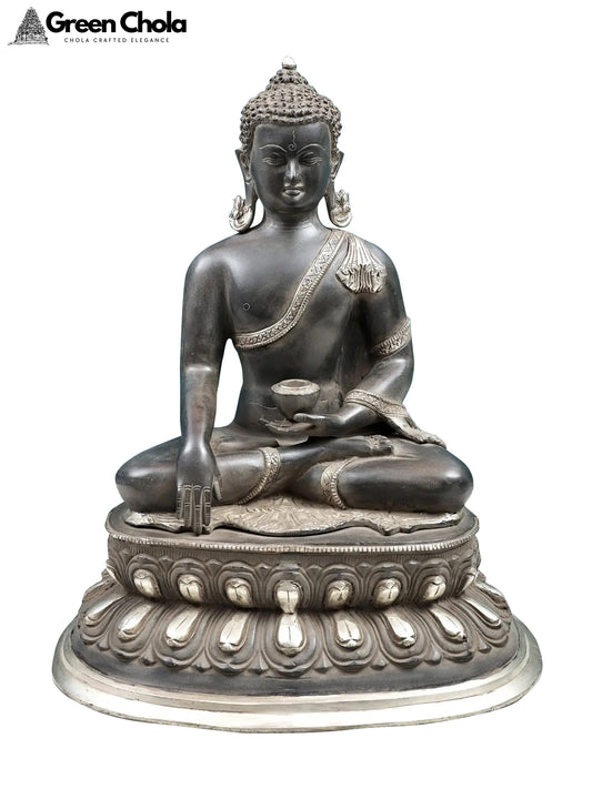 20-inch Lord Buddha Brass Statue in Bhumisparsha Mudra