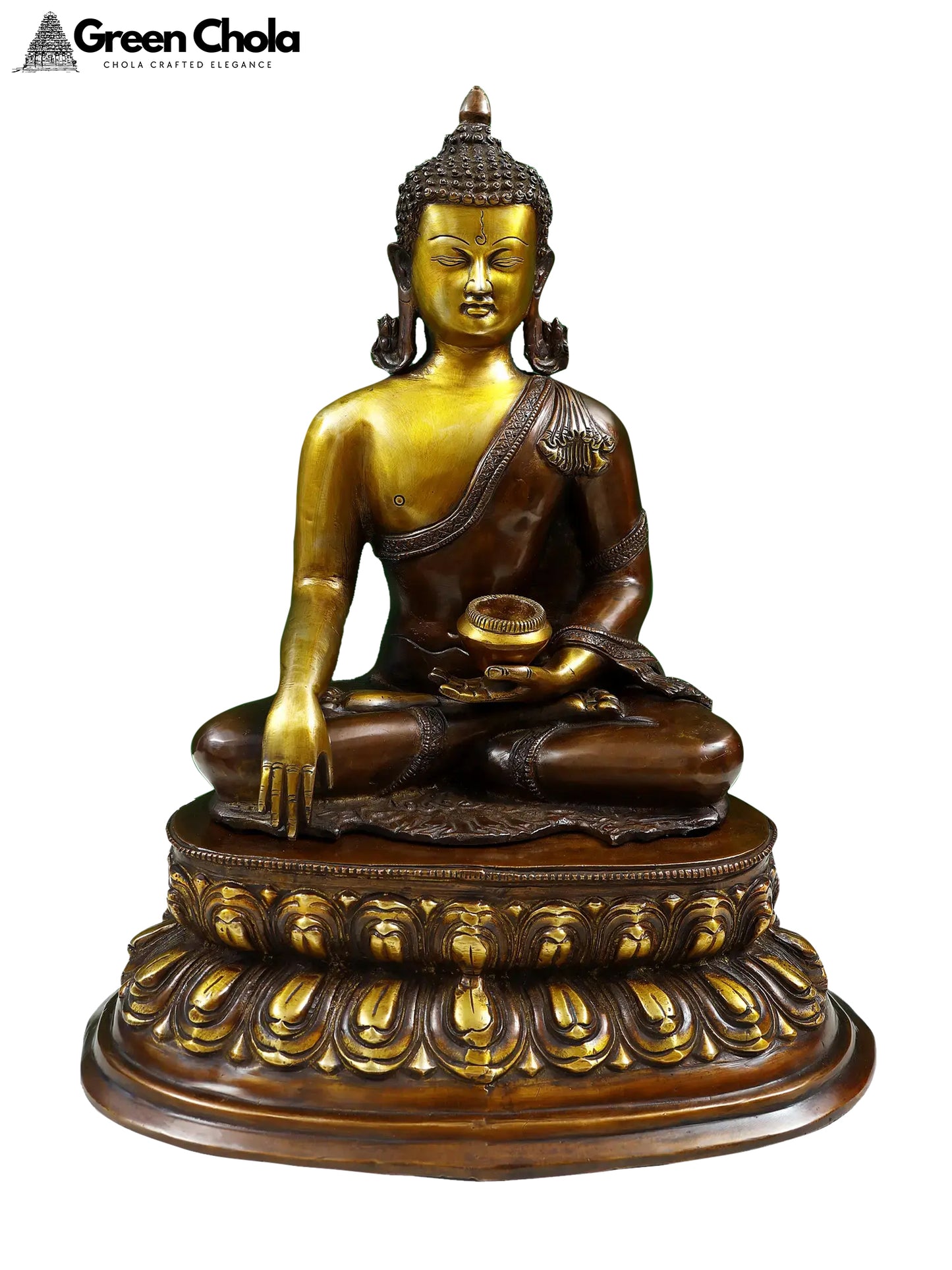 20-inch Lord Buddha Brass Statue in Bhumisparsha Mudra