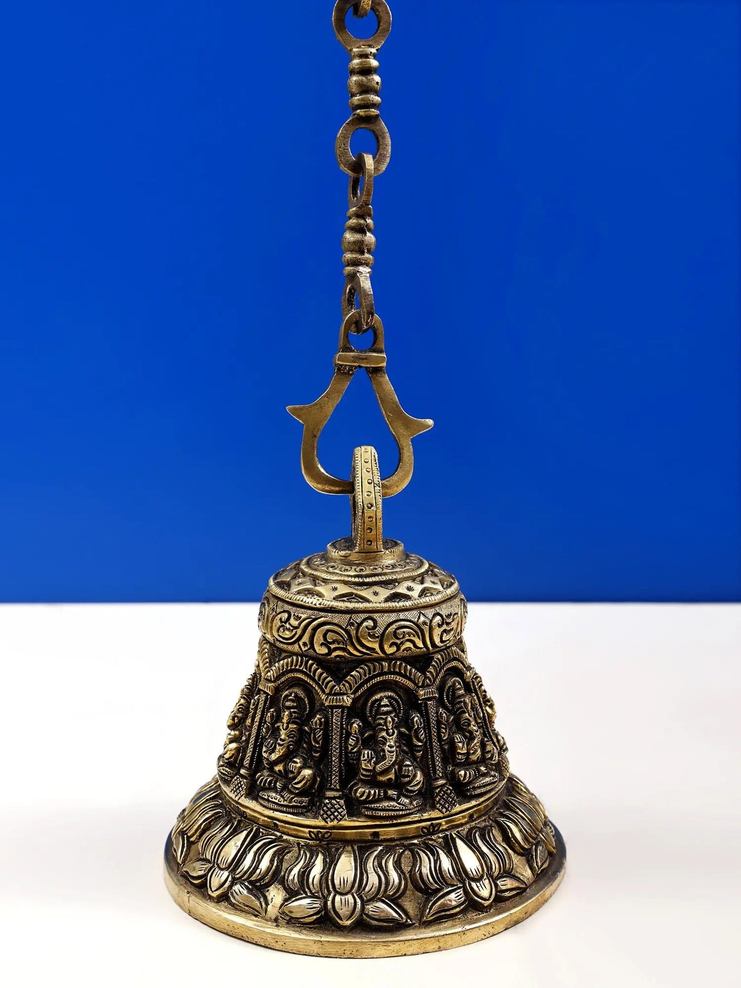 6" Ganesha Temple Ceiling Bell in Brass | Handmade