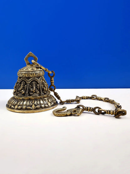 6" Ganesha Temple Ceiling Bell in Brass | Handmade