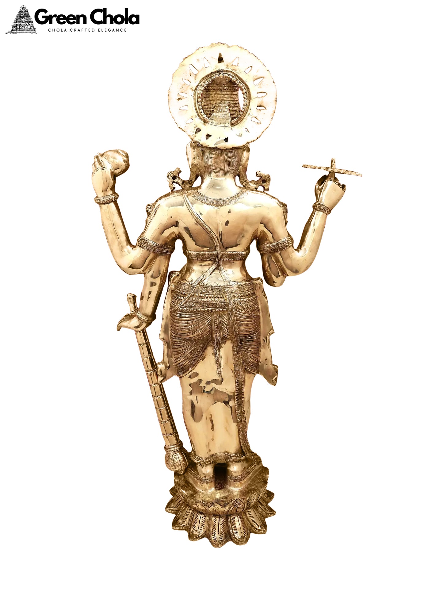 38-inch Large Standing Lord Vishnu Statue | Handmade Brass Sculpture