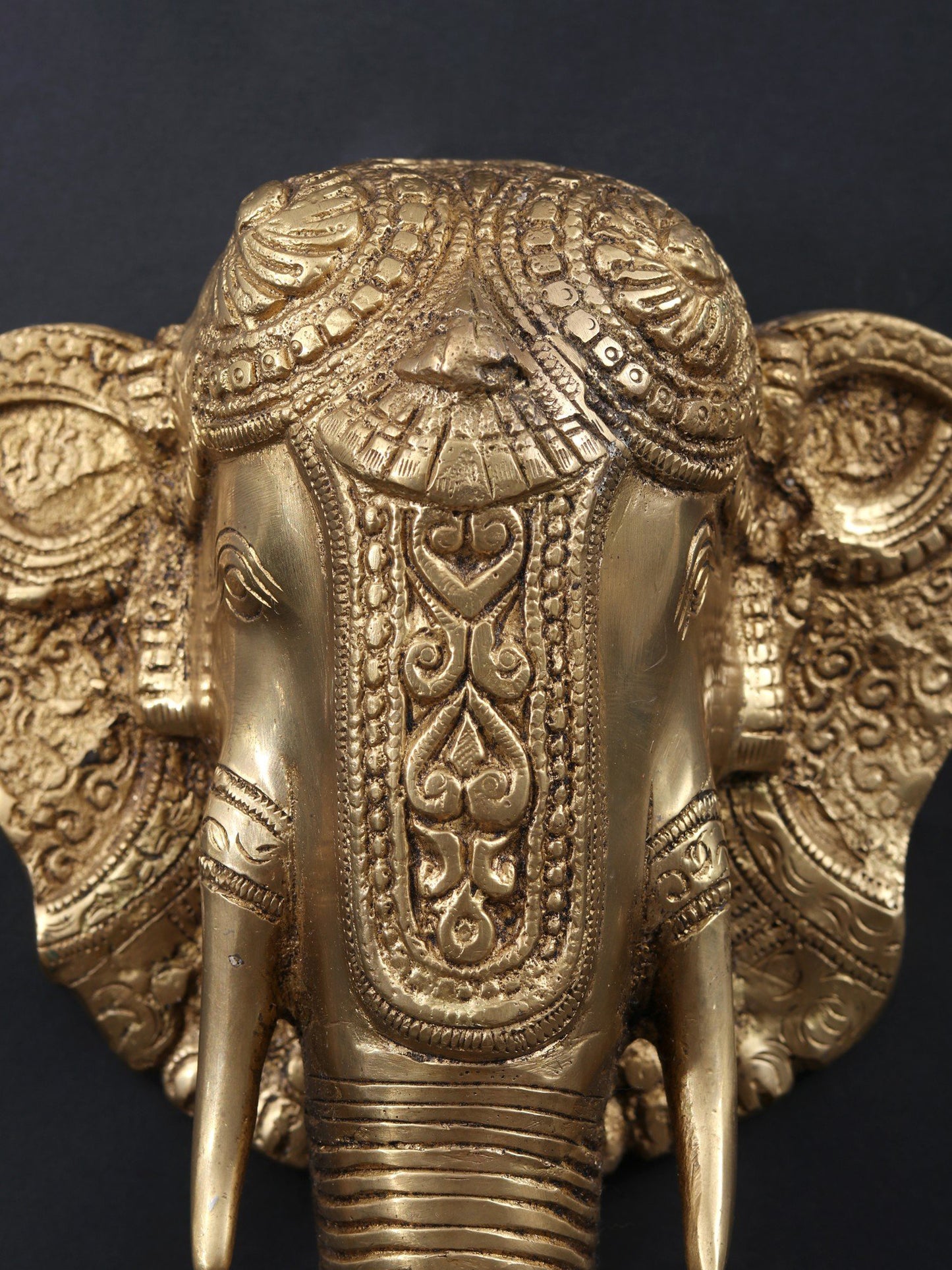 12" Ganesha Mask Wall Hanging with Bell | Handmade