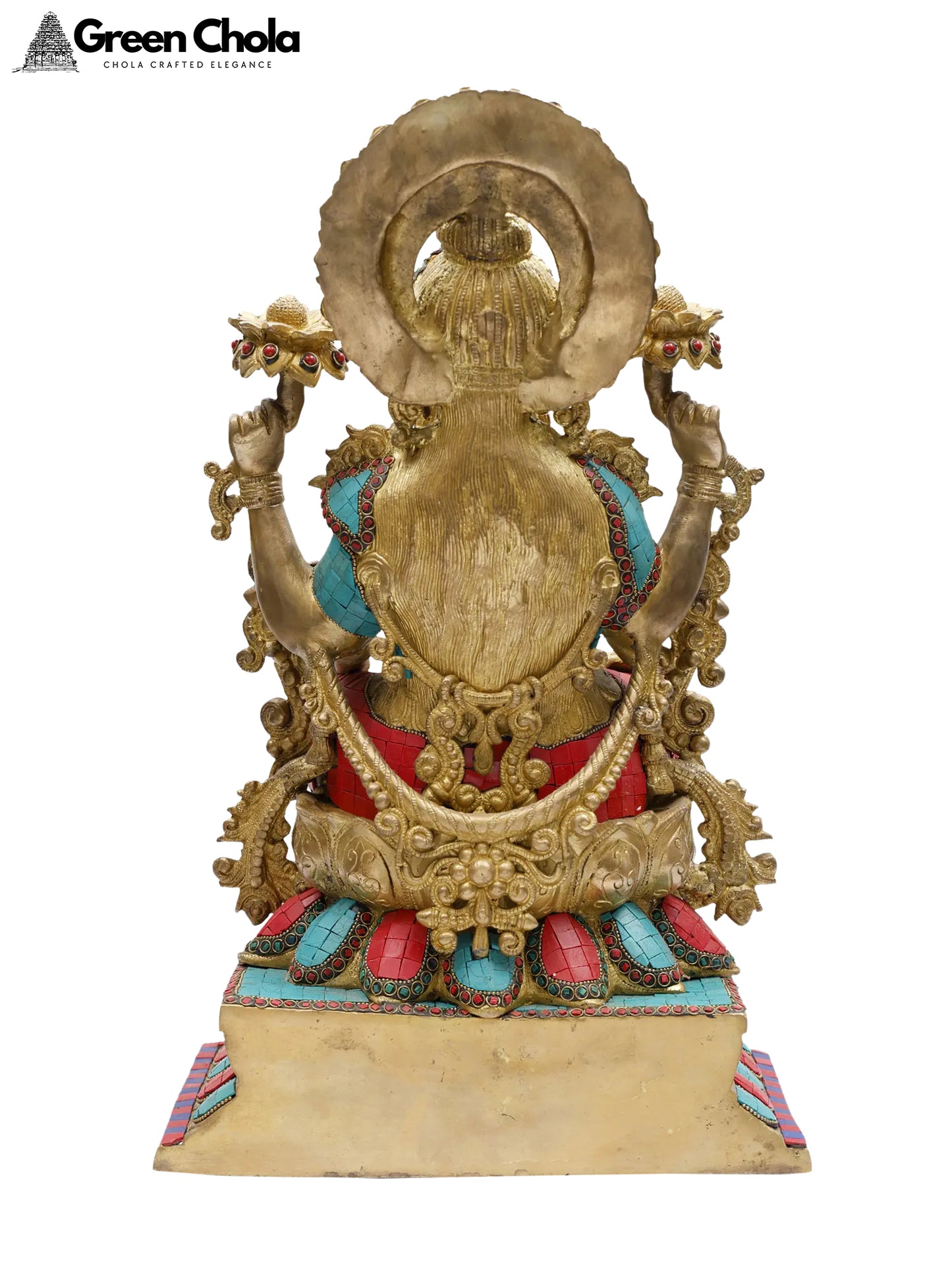 22-inch Brass Goddess Lakshmi Statue with Inlay Work