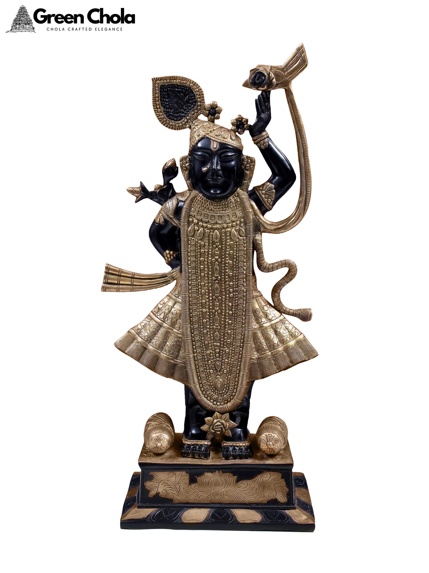 31-Inch Brass Statue of Shri Krishna as Shrinathji