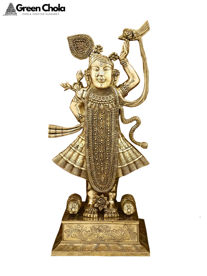 31-Inch Brass Statue of Shri Krishna as Shrinathji