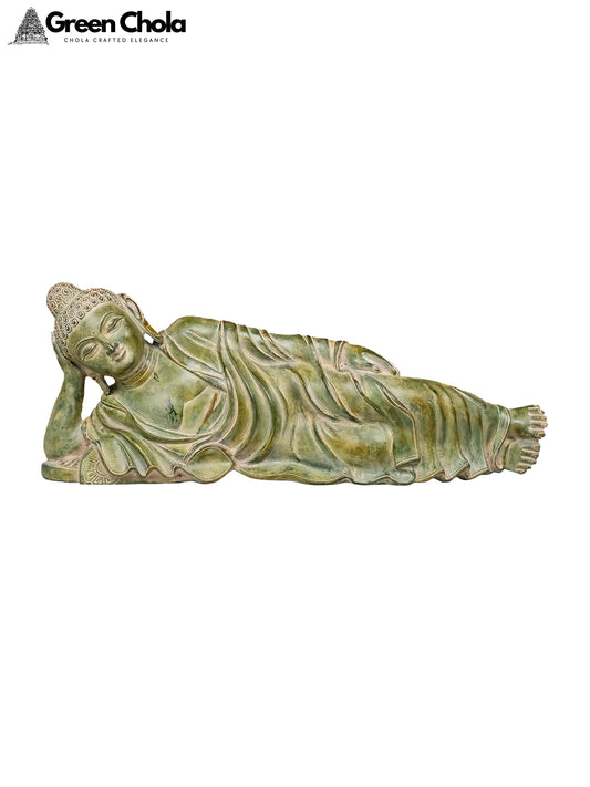 30-inch Large Parinirvana Buddha Brass Sculpture