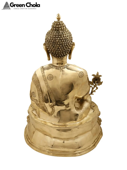 36-Inch Large Buddha  Brass Sculpture | Handcrafted Buddhist Statue