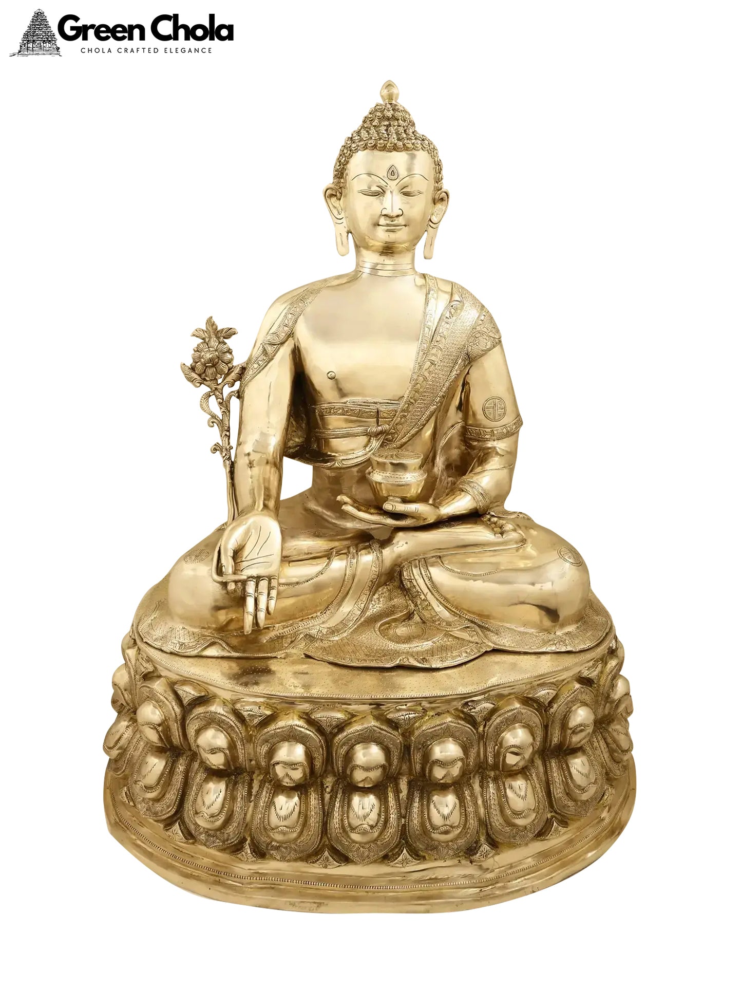 36-Inch Large Buddha  Brass Sculpture | Handcrafted Buddhist Statue