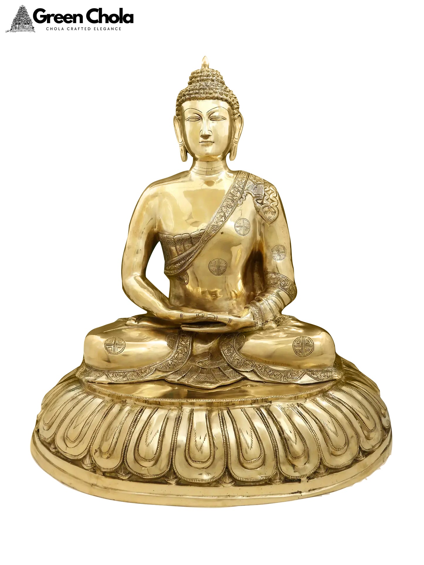 28-Inch Large Meditating Buddha Brass Statue | Handmade Buddhist Sculpture