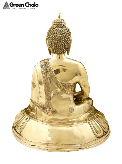 28-Inch Large Meditating Buddha Brass Statue | Handmade Buddhist Sculpture