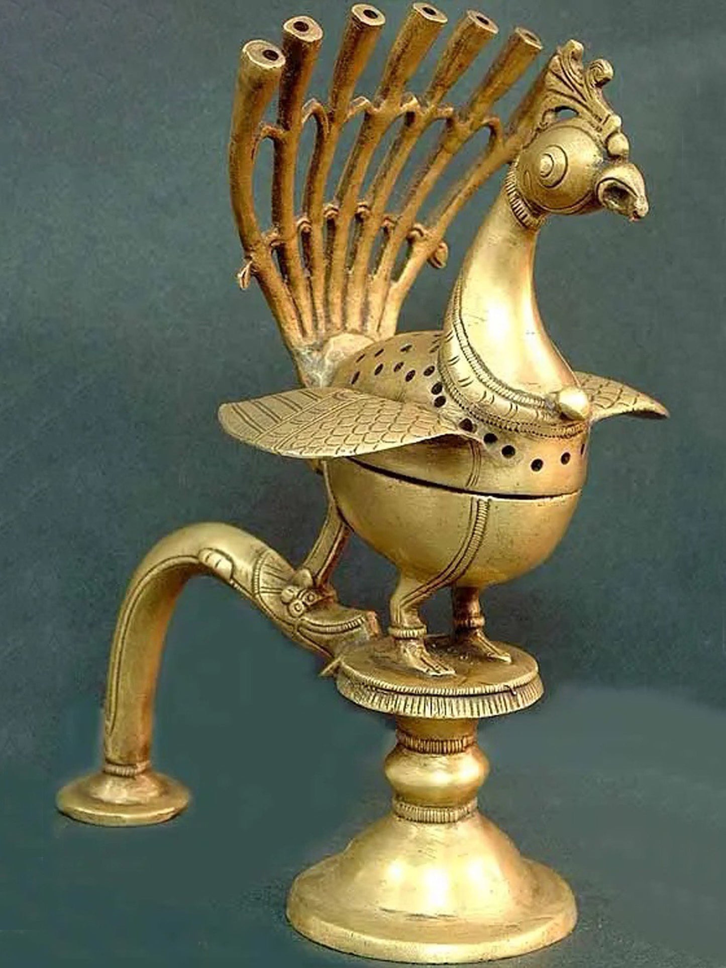 8" Peacock Incense Burner in Brass | Handcrafted in India